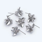 10pcs Flower Ear Posts 15mm, Foral Stud Earrings, Loop for Jewelry Making DIY