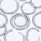 10pcs Silver Huggie Earrings, 16-25mm Round Hoops, Stainless Steel