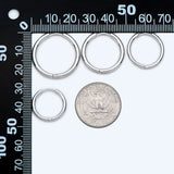 10pcs Silver Huggie Earrings, 16-25mm Round Hoops, Stainless Steel