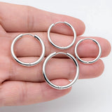 10pcs Silver Huggie Earrings, 16-25mm Round Hoops, Stainless Steel