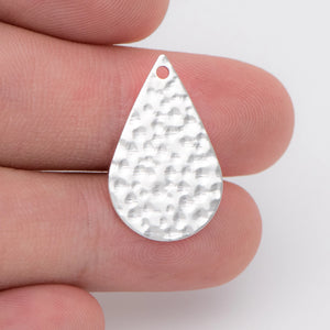 10pcs Teardrop Pendants 22mm, Rhodium Plated Brass, Geometric Charms