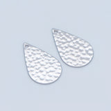 10pcs Teardrop Pendants 22mm, Rhodium Plated Brass, Geometric Charms