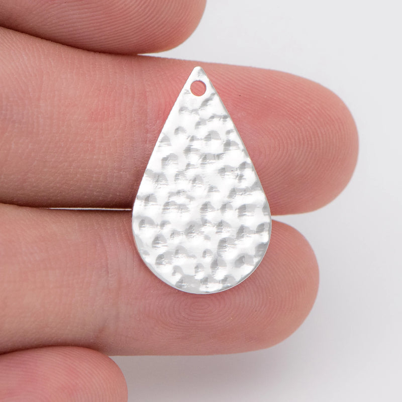 10pcs Teardrop Pendants 22mm, Rhodium Plated Brass, Geometric Charms