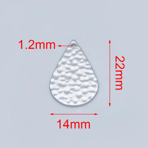 10pcs Teardrop Pendants 22mm, Rhodium Plated Brass, Geometric Charms