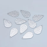 10pcs Teardrop Pendants 22mm, Rhodium Plated Brass, Geometric Charms