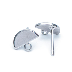 10pcs Rhodium Plated Brass Geometric Stud Earrings