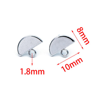 10pcs Rhodium Plated Brass Geometric Stud Earrings