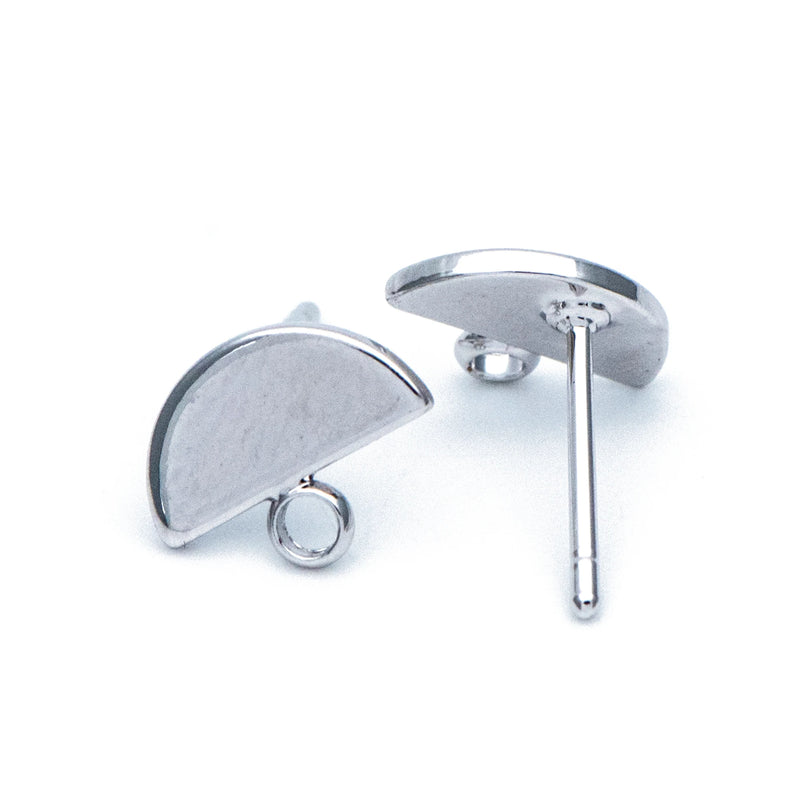 10pcs Rhodium Plated Brass Geometric Stud Earrings