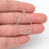 10pcs Silver Teardrop Pendants 30x17mm, Geometric Charms, Wired Drop Hoops