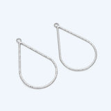10pcs Silver Teardrop Pendants 30x17mm, Geometric Charms, Wired Drop Hoops