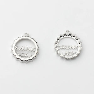 10pcs Letter Pendant Keychain Stainless Steel Alphabet Cap Keyring