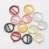 10pcs Letter Pendant Keychain Stainless Steel Alphabet Cap Keyring