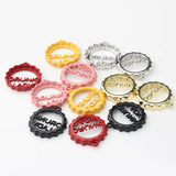 10pcs Letter Pendant Keychain Stainless Steel Alphabet Cap Keyring