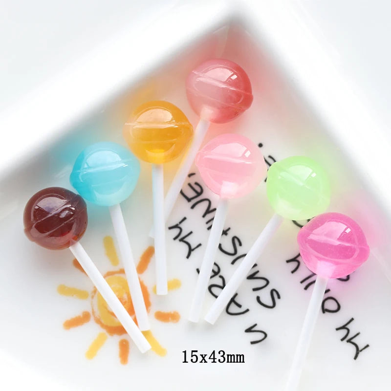 10pcs 3D Planet Lollipop Resin Charms for DIY Jewelry Making