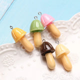 10pcs Mushroom Chocolate Resin Charms for DIY Jewelry Making