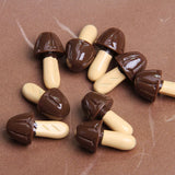 10pcs Mushroom Chocolate Resin Charms for DIY Jewelry Making