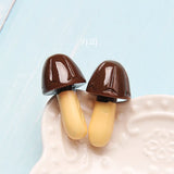 10pcs Mushroom Chocolate Resin Charms for DIY Jewelry Making