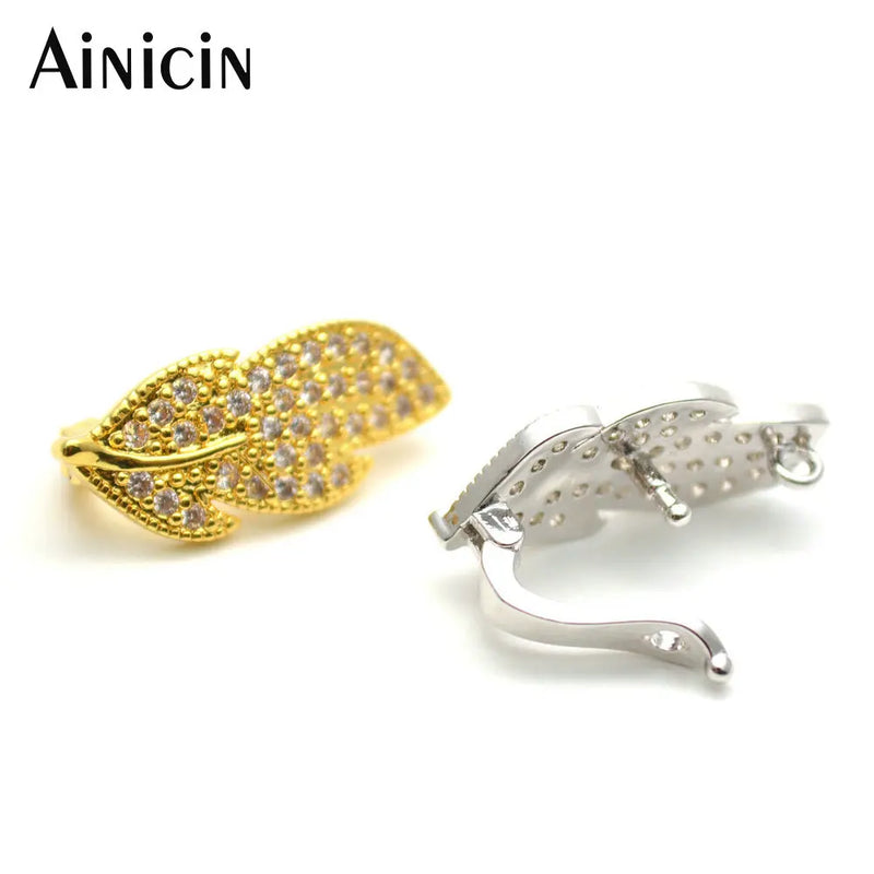 10pcs Single Circle Silver Leaves Press Clasp for DIY Jewelry Making