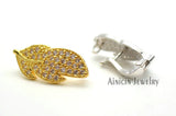 10pcs Single Circle Silver Leaves Press Clasp for DIY Jewelry Making