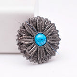 10pc Turquoise Gunmetal Sun Flower Western Saddle Conchos