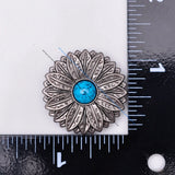 10pc Turquoise Gunmetal Sun Flower Western Saddle Conchos