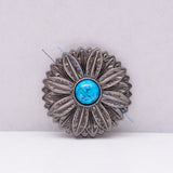 10pc Turquoise Gunmetal Sun Flower Western Saddle Conchos