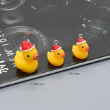 10pcs Christmas Yellow Duck Resin Charms Funny Pendant Earring Keychain DIY