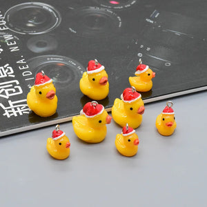 10pcs Christmas Yellow Duck Resin Charms Funny Pendant Earring Keychain DIY