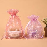10pcs Small Flowers Organza Bags Wedding Favor Gift Bags Drawstring Pouches