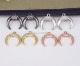 10pcs Copper Micro Pave CZ Crescent Charms, Moon Pendant For Jewelry Making
