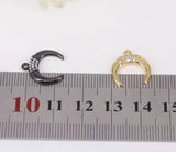10pcs Copper Micro Pave CZ Crescent Charms, Moon Pendant For Jewelry Making