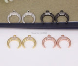 10pcs Copper Micro Pave CZ Crescent Charms, Moon Pendant For Jewelry Making
