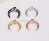 10pcs Copper Micro Pave CZ Crescent Charms, Moon Pendant For Jewelry Making