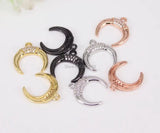 10pcs Copper Micro Pave CZ Crescent Charms, Moon Pendant For Jewelry Making