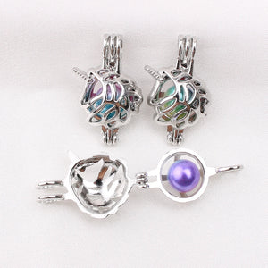 10pcs Horse Unicorn Pearl Cage Locket Pendants for Necklace