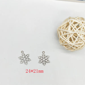 10pcs Snowflake Enamel Charms Pendants for DIY Jewelry Christmas Decor Gift
