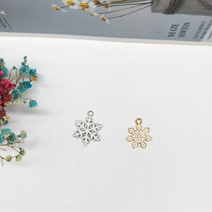 10pcs Snowflake Enamel Charms Pendants for DIY Jewelry Christmas Decor Gift