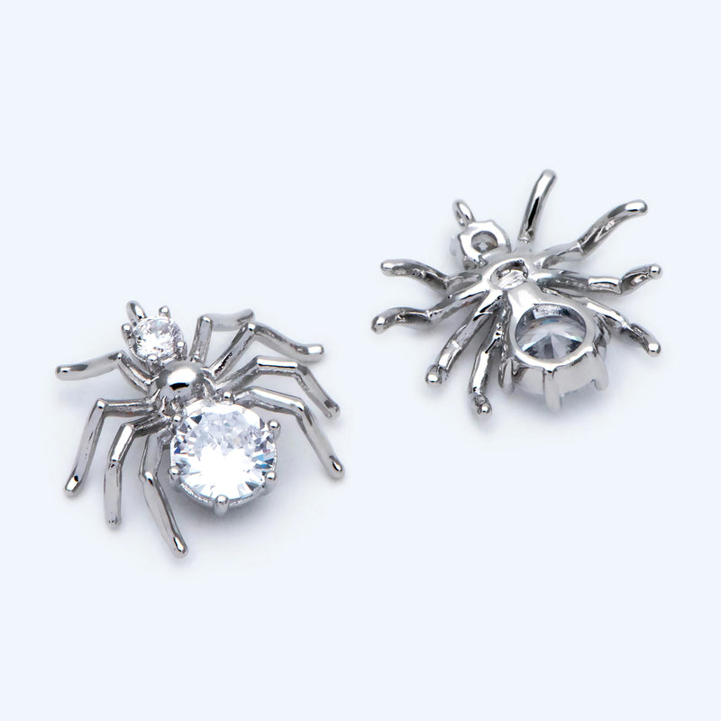 10pcs Spider Charms Cubic Zirconia Pendants Jewelry Making Findings Accessory