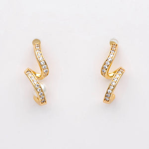 10pcs Spiral Stud Earring, Pearl Peg, CZ Paved Ear Post (#GB-1604)