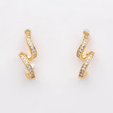 10pcs Spiral Stud Earring, Pearl Peg, CZ Paved Ear Post (#GB-1604)