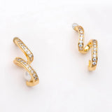 10pcs Spiral Stud Earring, Pearl Peg, CZ Paved Ear Post (#GB-1604)