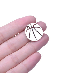 10pcs Stainless Steel Sport Basketball & Football Pendants for Jewelry Making