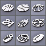 10pcs Stainless Steel Sport Basketball & Football Pendants for Jewelry Making