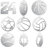 10pcs Stainless Steel Sport Basketball & Football Pendants for Jewelry Making