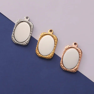 10pcs Stainless Steel Square Plate Charm DIY Craft Necklace Keychain
