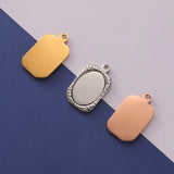 10pcs Stainless Steel Square Plate Charm DIY Craft Necklace Keychain
