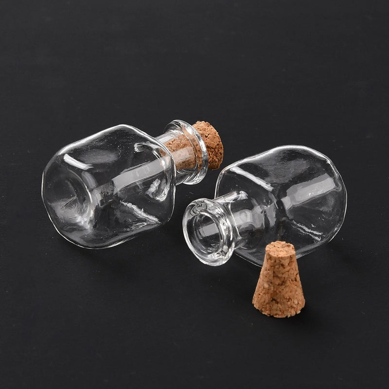 10pcs Square Glass Cork Bottles - DIY Wishing Bottles for Pendant Decorations