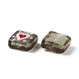 10pcs Square Lampwork Beads with Heart Pattern For Jewelry DIY Making