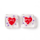 10pcs Square Lampwork Beads with Heart Pattern For Jewelry DIY Making