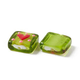 10pcs Square Lampwork Beads with Heart Pattern For Jewelry DIY Making